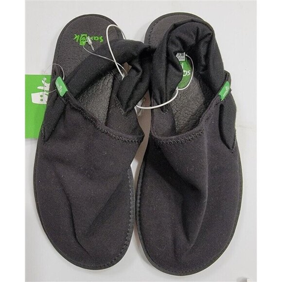 NWT Sanuk 9 Yoga Sling Cruz Slip on Slingback Flats Clogs Black 116866 - Picture 2 of 4